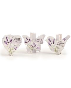 Butterfly, heart, bird peg 4x3,5cm assort.