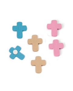Wooden cross with adhesive 2.2cm., in different colours