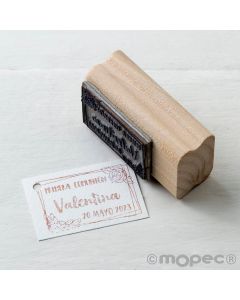 Personalized rect.stamp communion double frame flower 5,5x3c