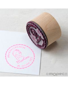 Personalized round stamp First Communion girl 3,5Øx2,5cm.