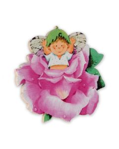 Wooden clip baby on pink flower 5,5cm