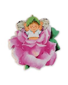 Pince en bois bébé fleur rose 5,5cm