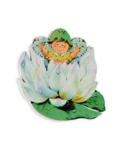Pince en bois bébé fleur vert 5,5cm