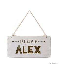 Cuadro madera FLECHAS "La Guarida de.." personalizado; disponible en varios idiomas.