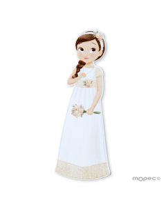 Figurine 2D 11cm fille romantique Communion, autocollante.