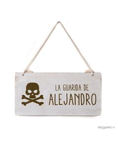 Cuadro madera diseño pirata "La Guarida de.." personalizado
