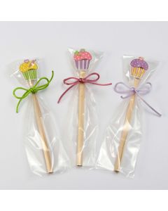 Wooden pencil cupcake decorated assorted
