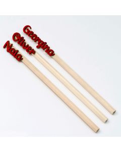 Exagonal wooden pencil customized in raise red color