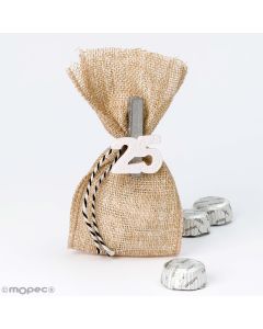 Sac burlap 3 torinos avec clip 25e anniversaire