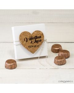 Adhesivo corazón de corcho en estuche 4 torinos*