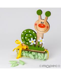 Caracol madera y fieltro con 30caramelos
