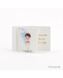 Carte livre enfant costume beige, prix x 100pcs.