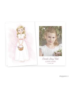 Photo frame Communion girl basket flowers min 25uds