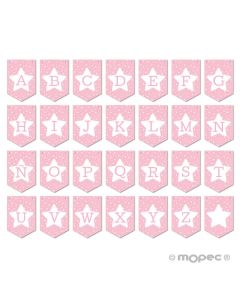 Banderole rose pour guirlande avec étoile 14,6x21,7cm