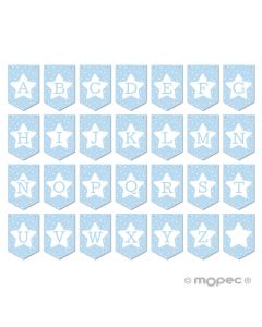 Banderola azul con estrella para guirnalda 14,6x21,7cm