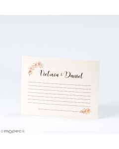 Tarjetón boda Flores personalizable 11x8,4cm min 25