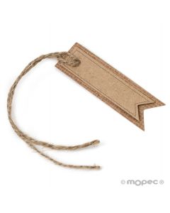 Double kraft tag with jute cord 4,2x7cm.