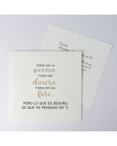 Gift voucher envelope and card "He pensado en ti" brown and black min.25