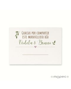 Tarjeta marca sitio Gracias  5,2x7,4cm.1hj=16u, min.5hj