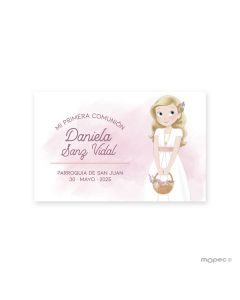 First communion Card girl with basket
