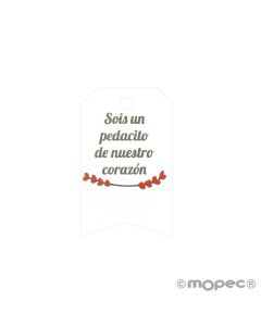 Tarjeta Sois 3x5cm. pedacito,corazones rojos