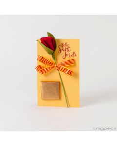 Tarjetón Sant Jordi 1napolitana con rosa fieltro*