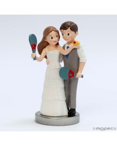 Cake topper Paddle bride and groom 10.5 x 18.5cm.