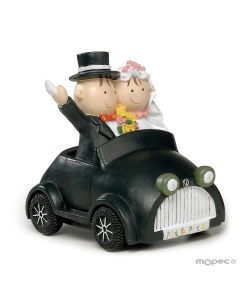 Figura pastel-hucha novios Pit-Pita coche 16cm