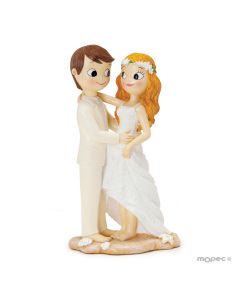 Figurine gâteau,les mariés Pop&Fun pieds nus sur plage 21cm