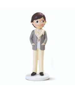 Centrotorta in resina bambino comunione con foulard, 16,5 cm