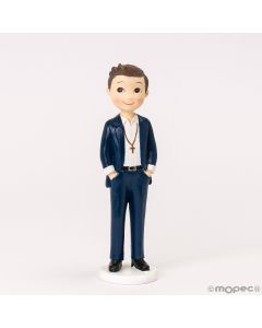 Figura pastel niño Comunión manos en los bosillos