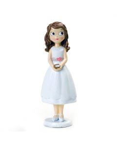 Resin cake topper communion girl in a short dress, 16.5cm
