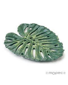 Tropical leaf resin plate 15x18cm.