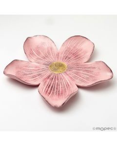 Piatto grande fiore rosa 23cm.