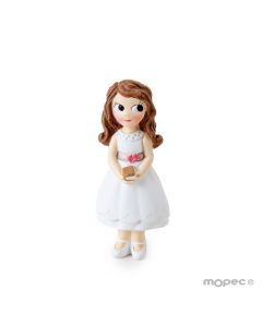 Magnet en résine 5,5cm fille robe courte Communion