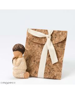 Communion wood-look resin magnet in cork bag