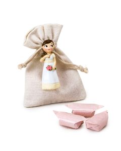 Imán niña Comunión romántica en bolsita, 3caramelos