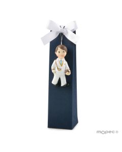 Imán Comunión niño almirante blanco caja azul, 3 peladillas