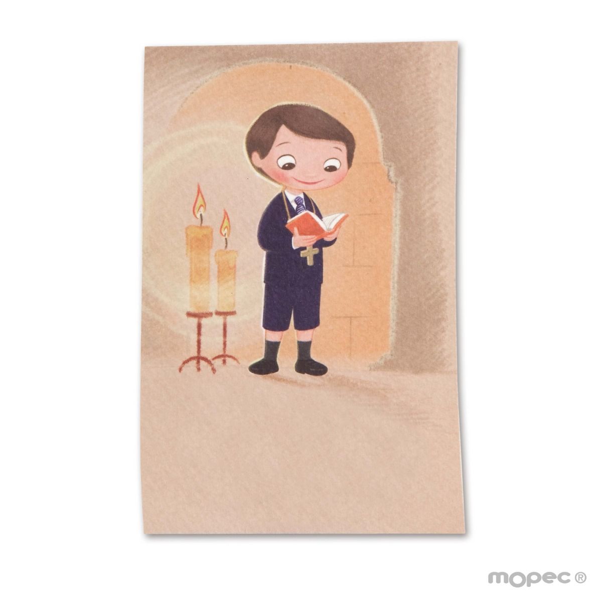 Figurine Communion Enfant En Polyresine - Costume Bible 17 Cm, Bleu Marine, Mopec