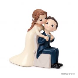 color blanco roto Figura para tarta de boda pareja de novios de la mano Mopec Pop & Fun 21,5 cm 