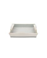 Cesta rectangular fieltro blanca asas 