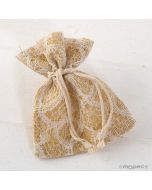 Bolsa burlap con blonda marfil 10x12,5cm. min.24