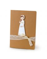 Libreta grande adornada figura niña Comunión romántica