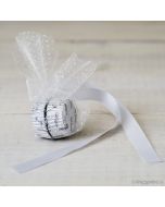 Adorno 2bombones cinta raso/cristal plumeti blanco min.6*
