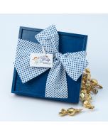 Scatola di legno blu con nastro La mejor profe. 25croki-choc