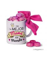 Taza cerámica mejor Mamá  en caja regalo 6 bombones