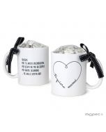 Taza cerámica Te Quiero Mamá corazón 6 bombones caja regalo