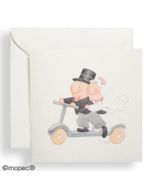 Invitación Pit & Pita en patinete con sobre
