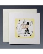 Invitación de boda Pit&Pita bailando con sobre