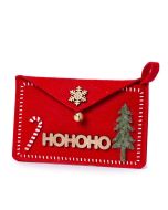 Borsa in feltro rosso cartello in legno HOHOHO, min.2